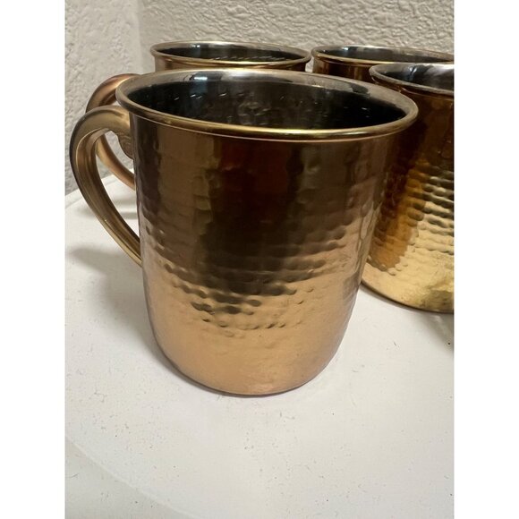 Williams Sonoma hammered Copper mugs set of 4 - Picture 3 of 6